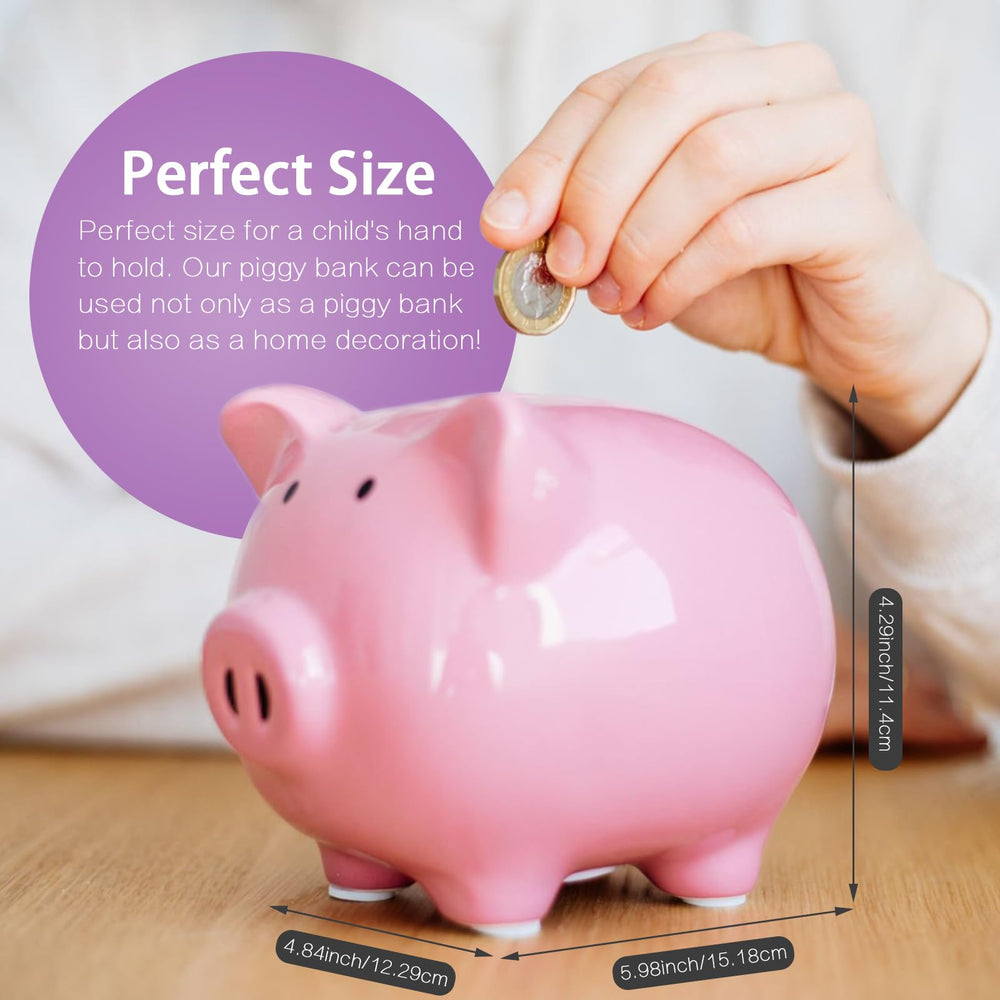 SOBEIT pink piggy bank side view highlights cute design and stable EVA foam feet