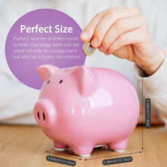 SOBEIT pink piggy bank side view highlights cute design and stable EVA foam feet