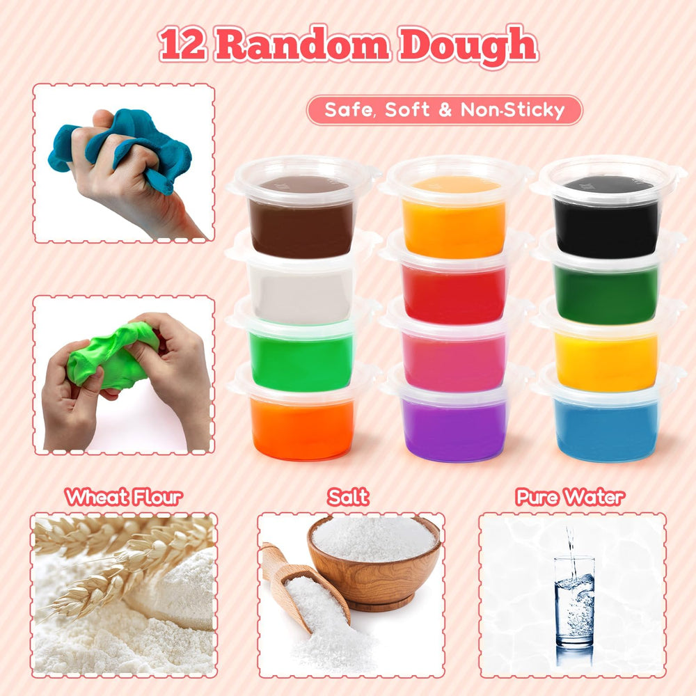 SOCBTNSO 3-in-1 dough set kid chef play promotes fine motor skills.