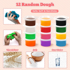 SOCBTNSO 3-in-1 dough set kid chef play promotes fine motor skills.