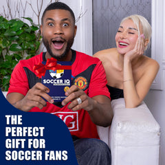 SOCCER IQ trivia cards for quick, exciting rounds during party night.