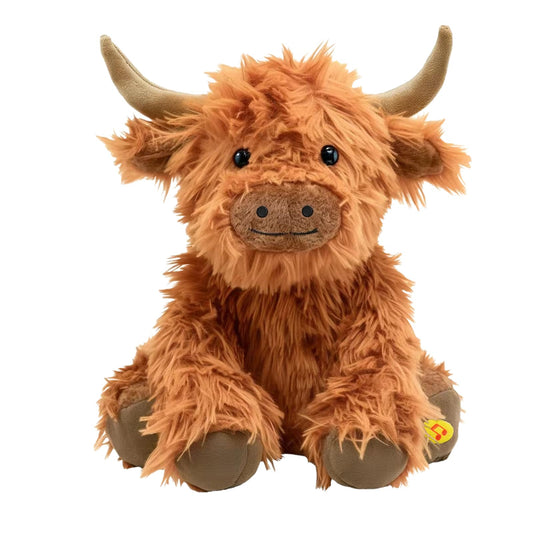 SOLPOBEI music Highland cow plush with sound for imaginative play.