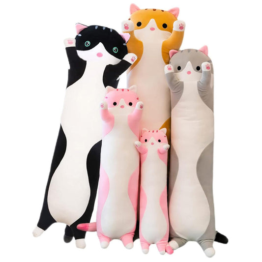 Somao long cat plush pillow pink 50cm for cozy lounging and décor.