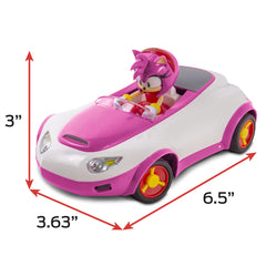 Sonic The Hedgehog Amy Rose TSR RC car with rubber tires for better traction.