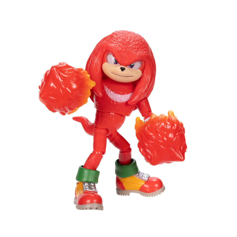 Sonic the Hedgehog Knuckles figure front view with fire fists for display.