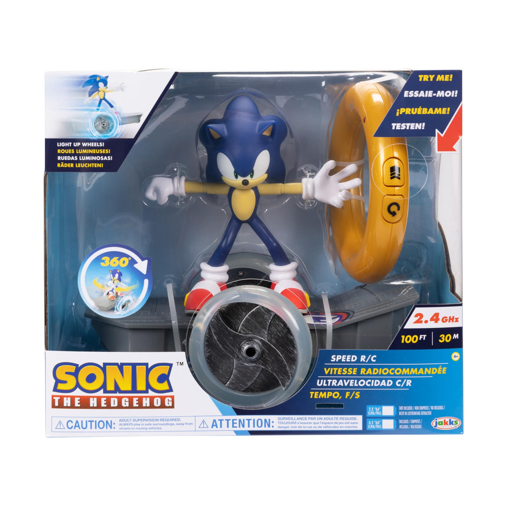 Sonic Speed RC skateboard with Gold Ring controller for precise control.