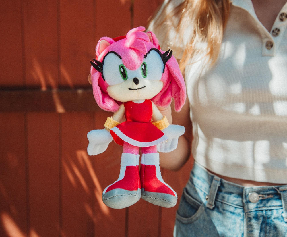 Sonic Amy Rose plush, zippered head-pocket handy for small items.