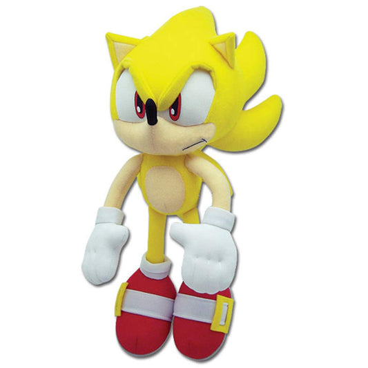 Sonic The Hedgehog plush Super Sonic with vibrant gold fur, ideal for display.