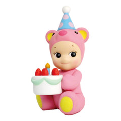 Plush bear costume design enhances display on shelves or desks.