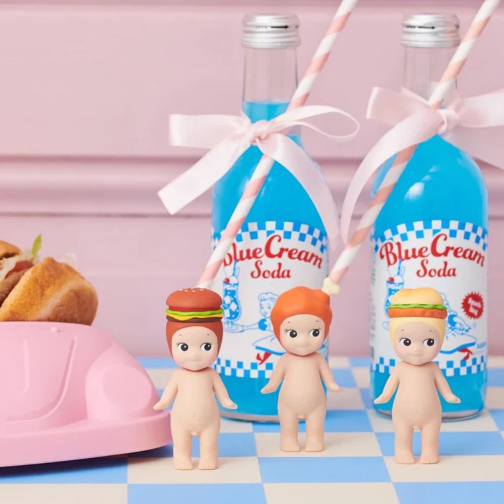 Sonny Angel Snack Series fries mini figure, a colorful diner-inspired display piece