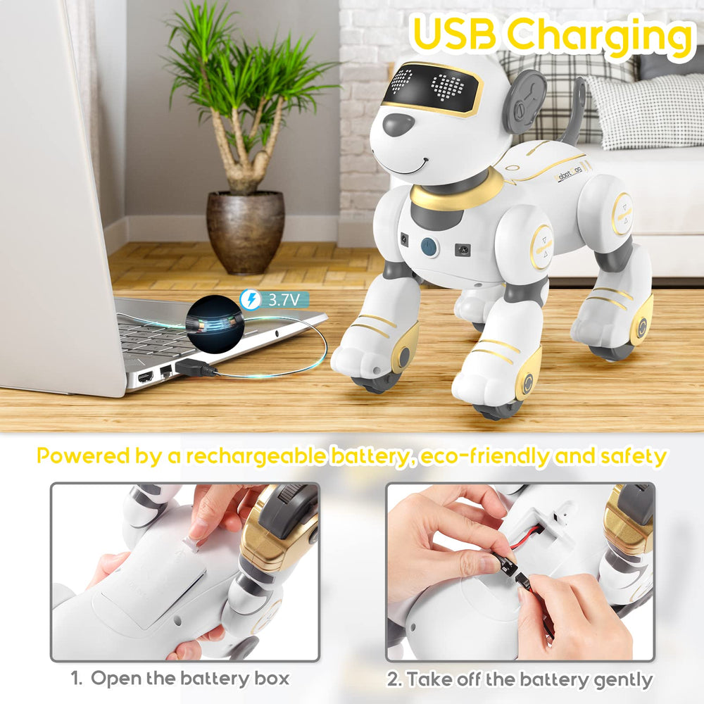 SONOMO robot dog responds to chin touch for interactive learning
