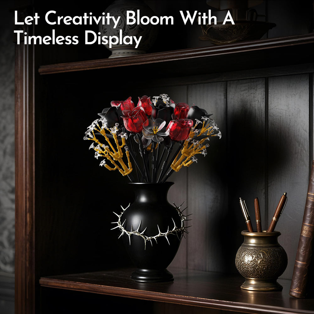 SOOLIO Black Rose Components enable timeless gothic arrangements on desks, shelves, or tabletops.