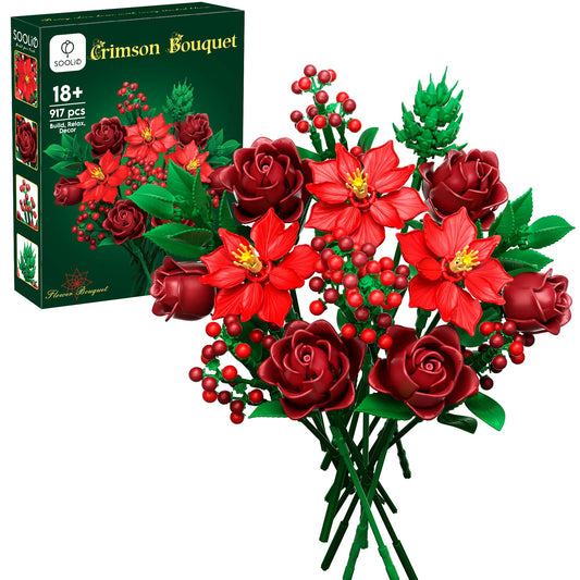 SOOLIO Valentines Rose Bouquet Building Set – close-up roses for a romantic table centerpiece