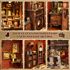 Soothee Twilight Library detailed bookshelves and tomes create a lifelike miniature library.