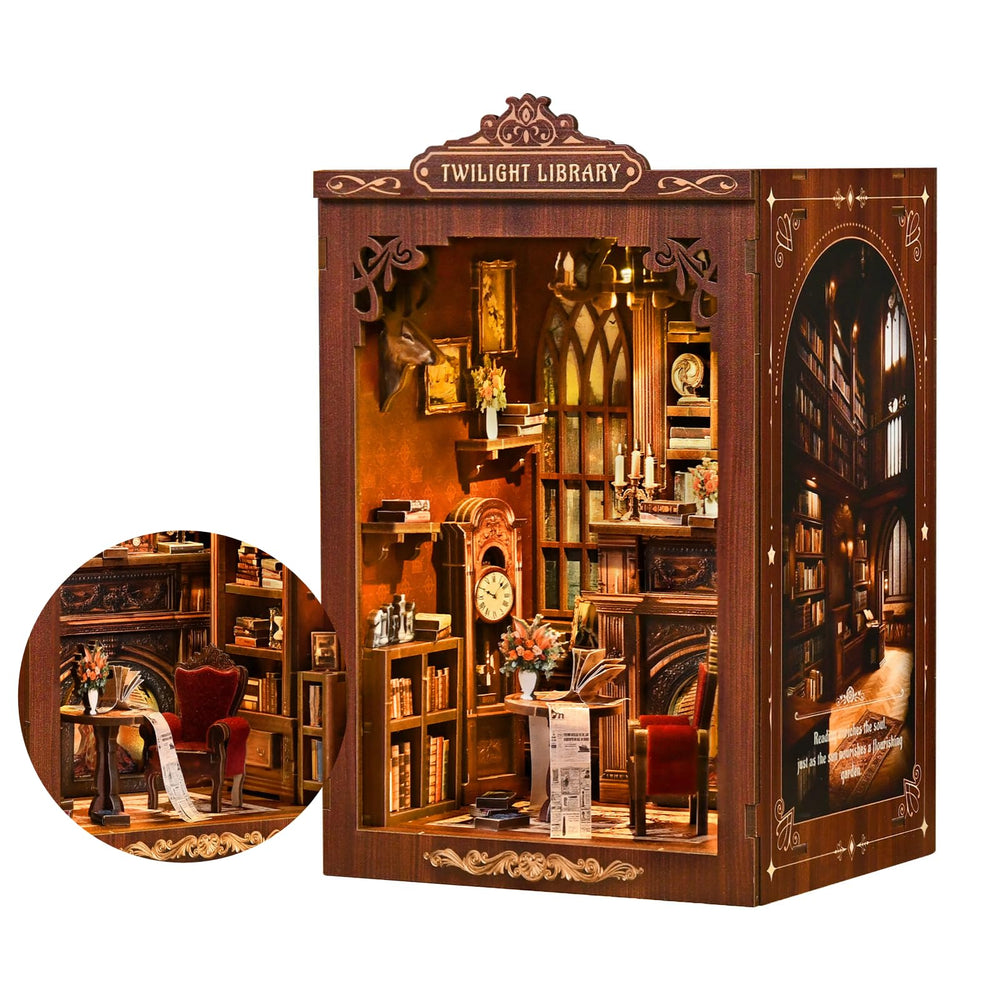 Soothee Twilight Library kit front view, ready to transform a shelf into a cozy reading nook.