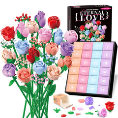 Sopu Colorful Rose Bouquet building set with all 24 boxes, ideal for gifting and display.