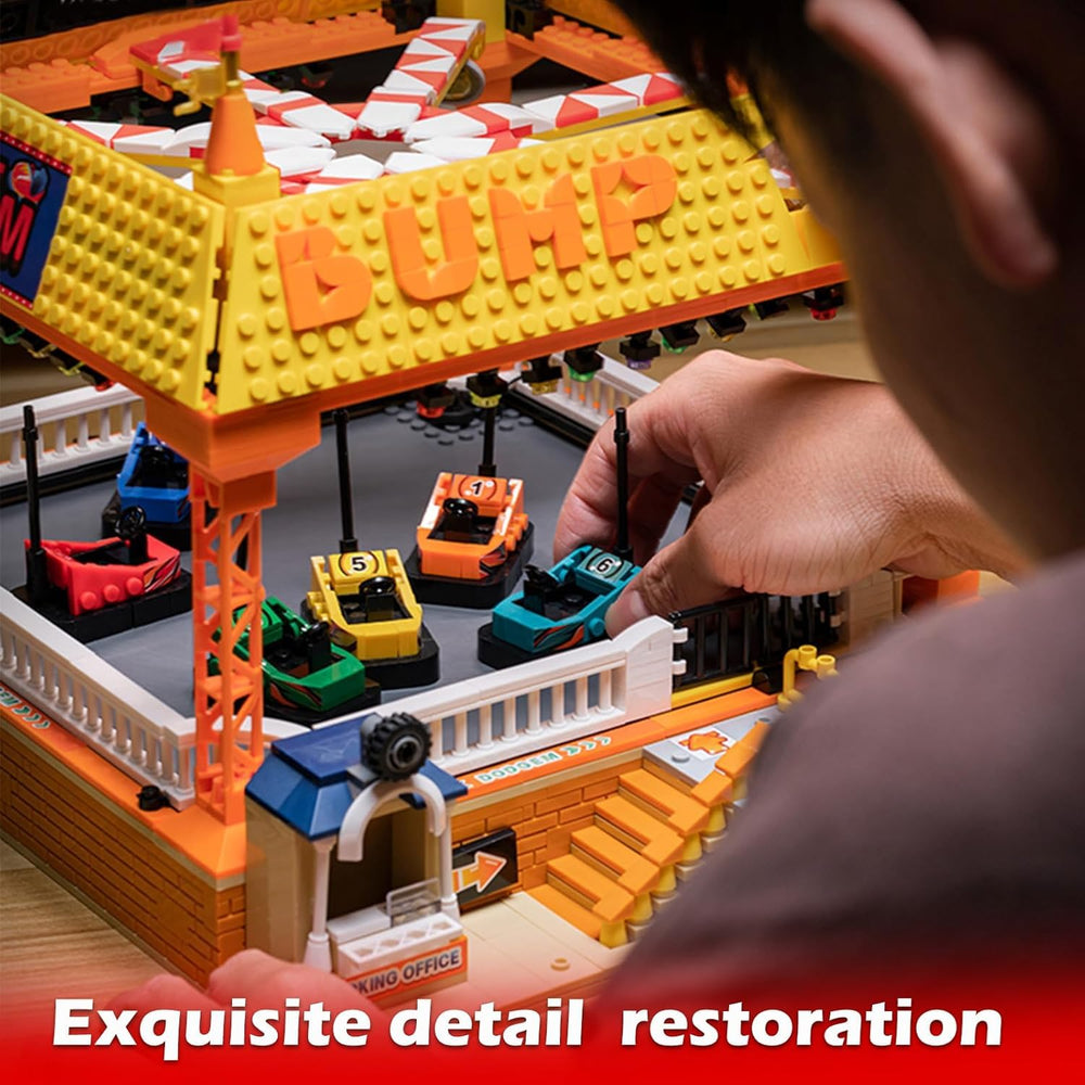 Sosuy city amusement park theme bumper car scene for imaginative play.