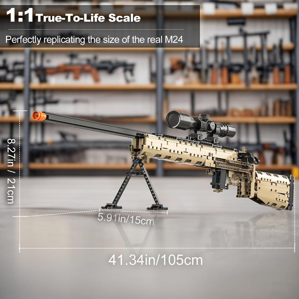 Sosuy M24 block gun with movable slide demonstrates action ready realism.