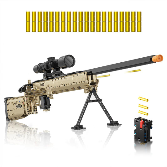 Sosuy M24 build block gun assembly showcases detailed play for problem solving.