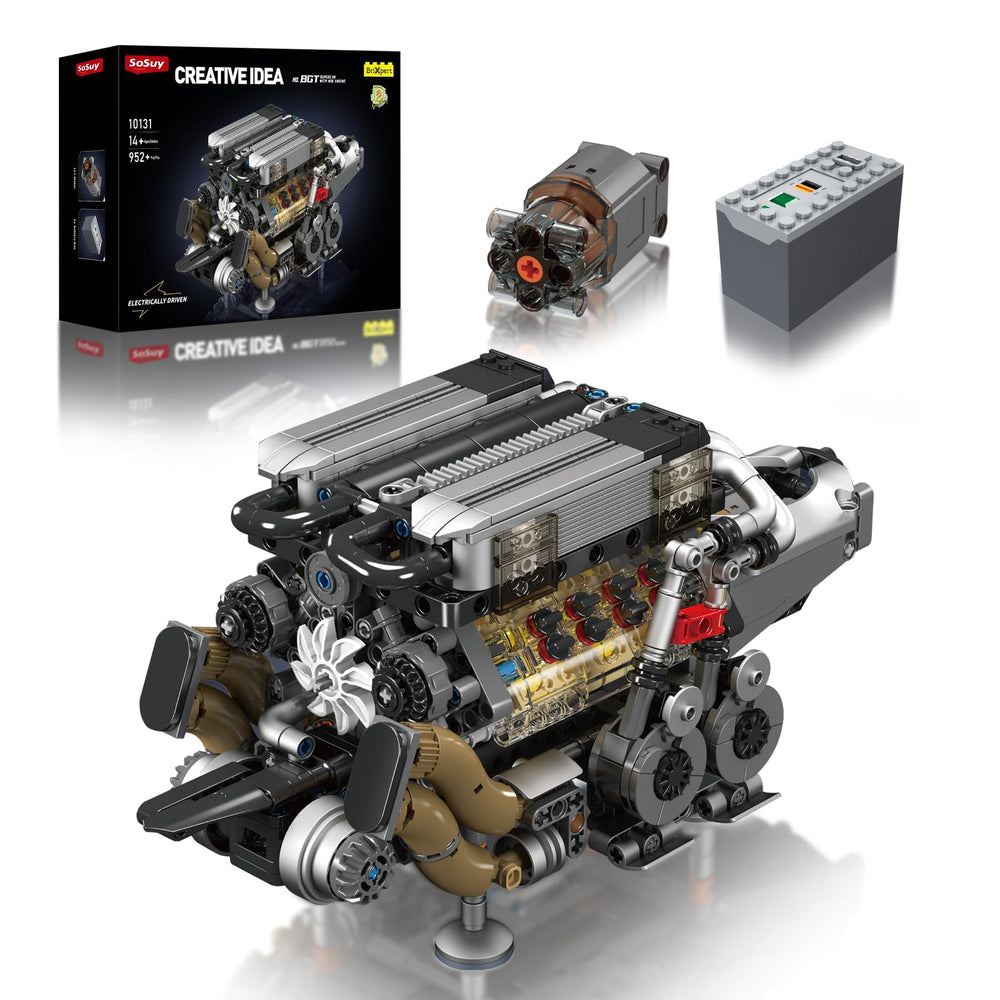 Sosuy W16 engine blocks closeup, showcasing premium pieces for authentic modeling.