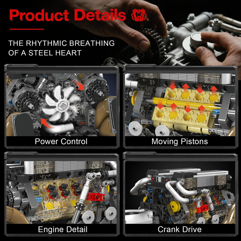 Sosuy W16 pistons in motion demonstrate synchronized engine dynamics for learning.
