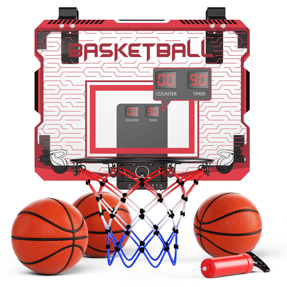 SOTAONE indoor mini basketball hoop with LED lights highlights kid dunks