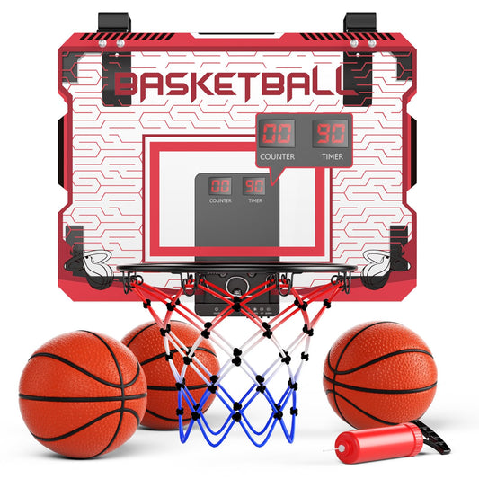 SOTAONE indoor mini basketball hoop with LED lights highlights kid dunks