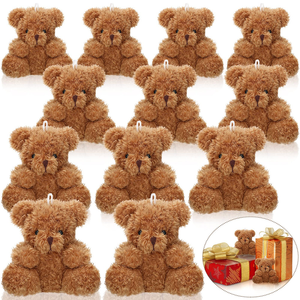Sotiff mini plush bear 4-inch brown with chain, perfect for DIY keychains.