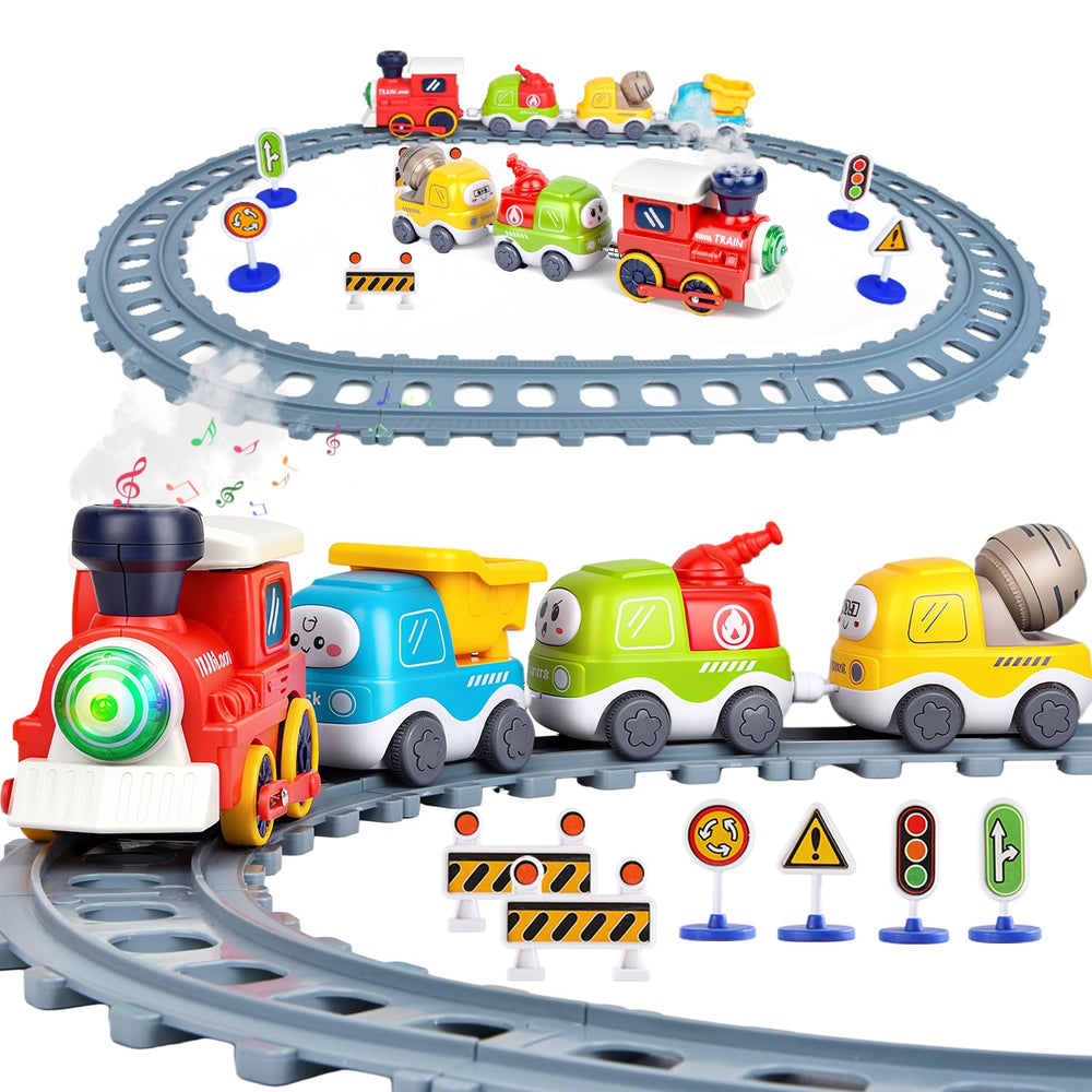 Sotodik electric train set steam locomotive with lights for imaginative play