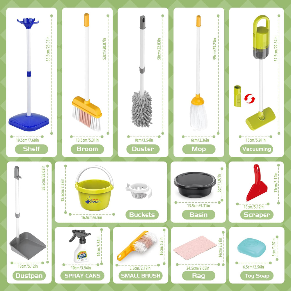 Sotodik broom and dustpan blue set for tidy-up pretend play
