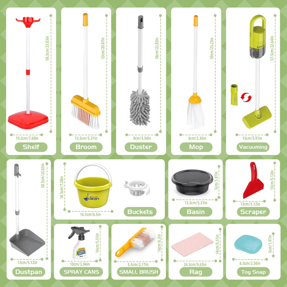 Sotodik kids cleaning set mop attachment for realistic cleanup play.