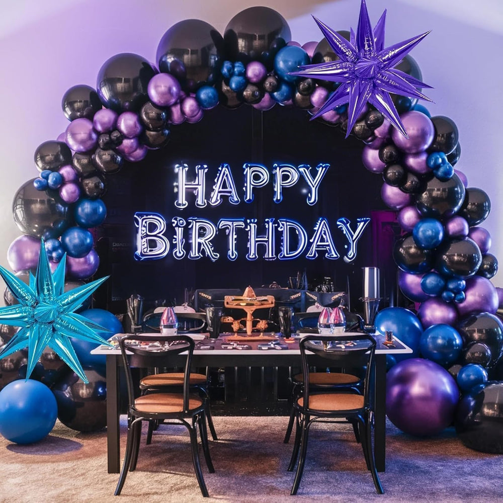 Sowide 5 inch metallic purple balloons add chic contrast to arch designs