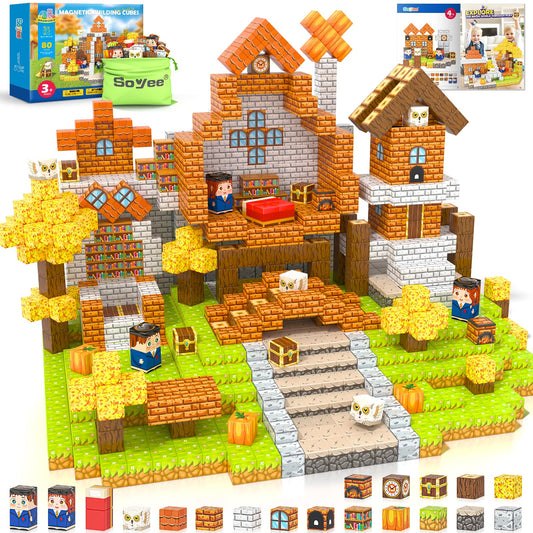 Soyee 80pcs magnetic blocks forming a magic world to boost imagination and coordination.