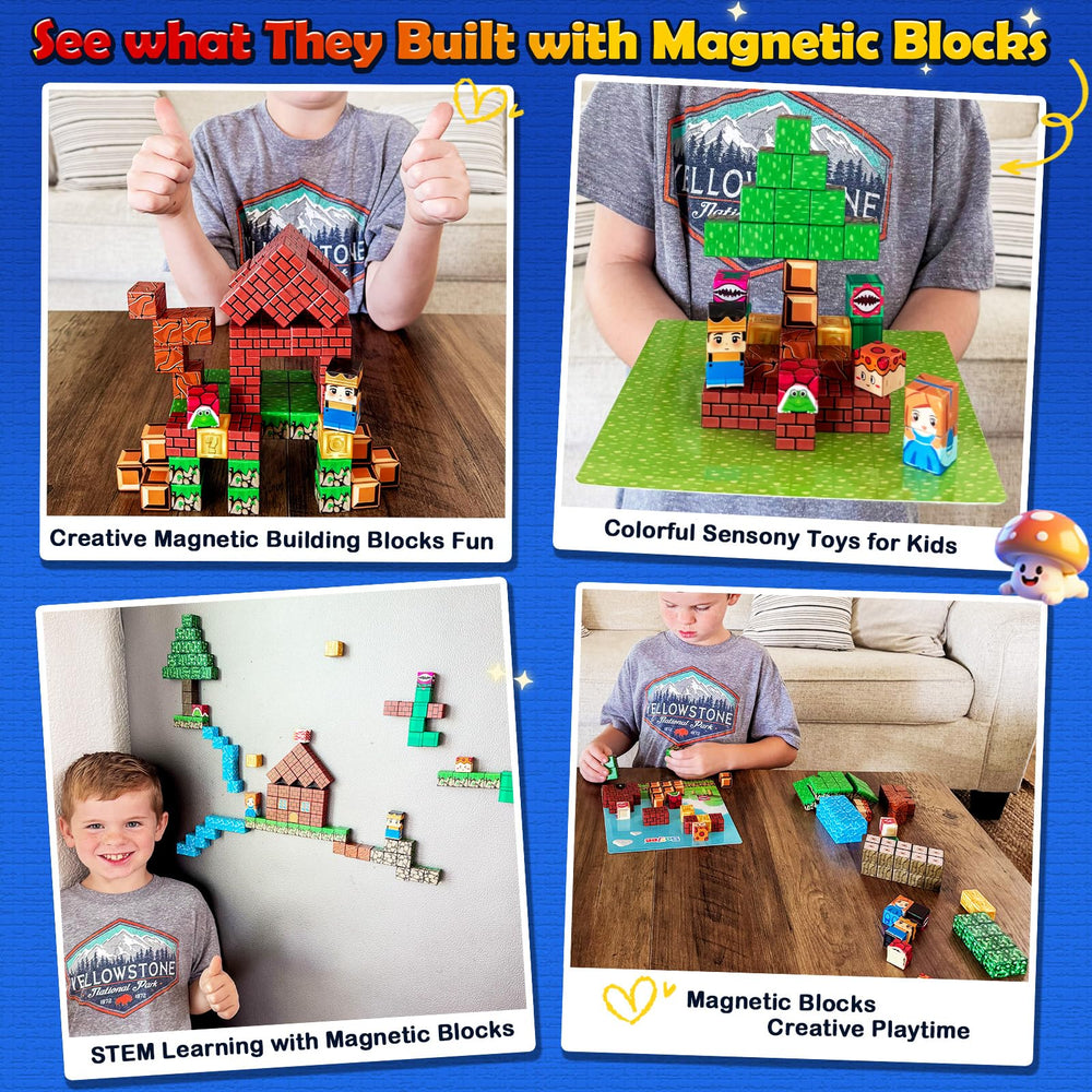 Soyee Magnetic Blocks coin tile adds bright details for creative scene-building.