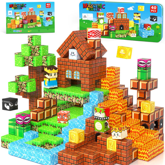 Soyee magnetic blocks travel tin for portable STEM play on the go.