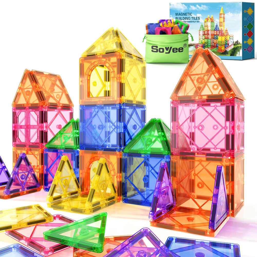 Soyee Magnetic Tiles beginner kit for color and shape exploration during early play