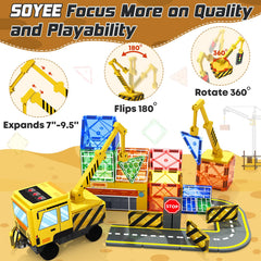 Soyee magnetic tiles railroad rescue scene sparks storytelling play