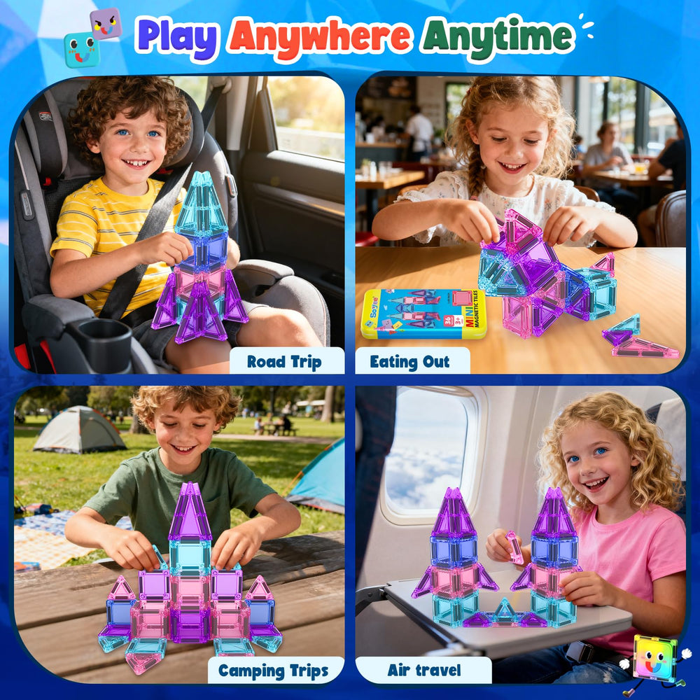 Soyee magnetic tiles feature smooth edges for safe toddler play