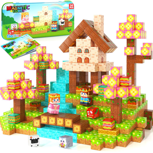 Soyee mini magnetic blocks with case on metal surface for portable creative play
