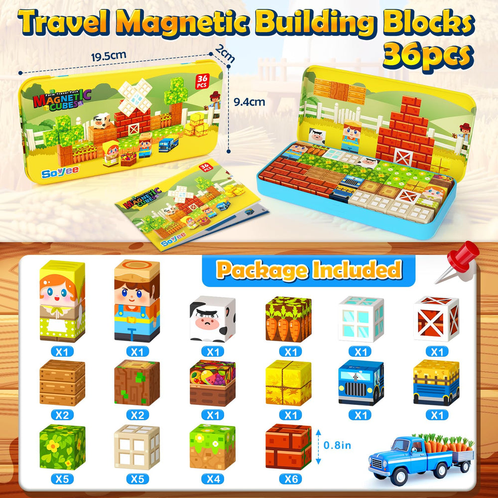 Soyee refrigerator attachment play with blocks clinging to metal surfaces.