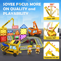 Soyee road plates and traffic lights guide organized, safe play scenarios.