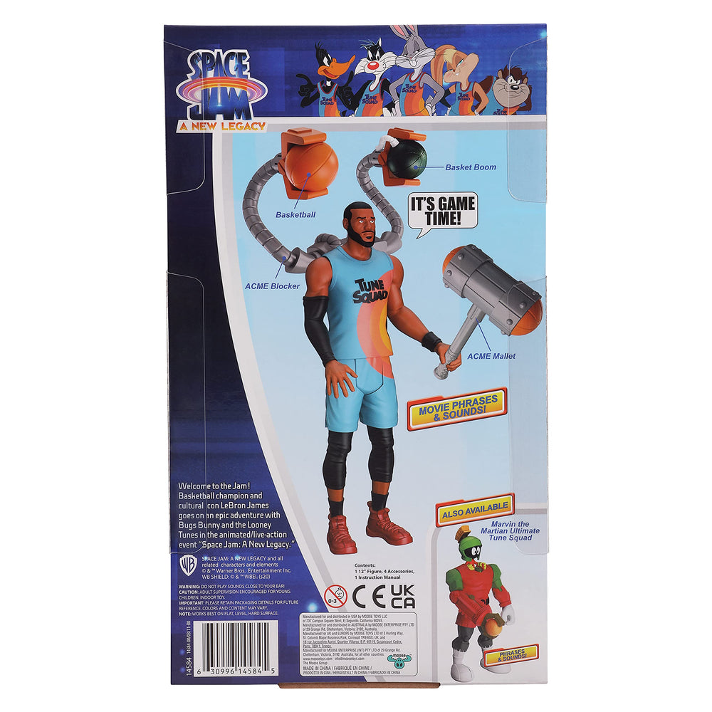 Space Jam Lebron James 12-inch figure with colorful design on shelves.