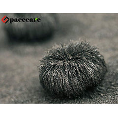 SPACECARE magnetic-field pattern view with iron filings on paper.