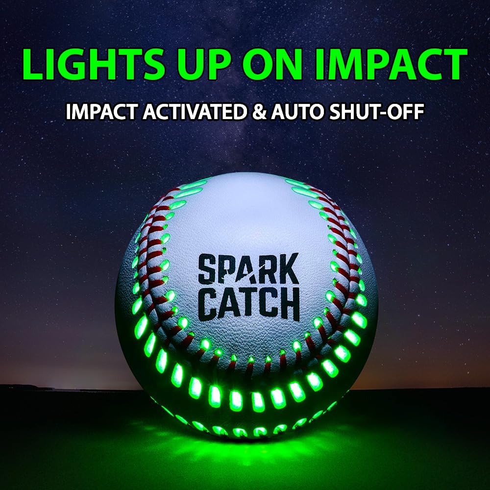SPARK CATCH official-size baseball with leather stitches for authentic grip