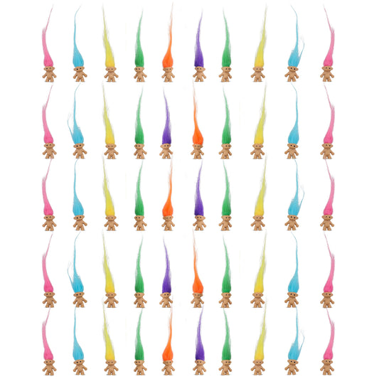 Sparkle Pins lucky mini trolls with 0.78-inch bodies ideal for classroom storytelling.