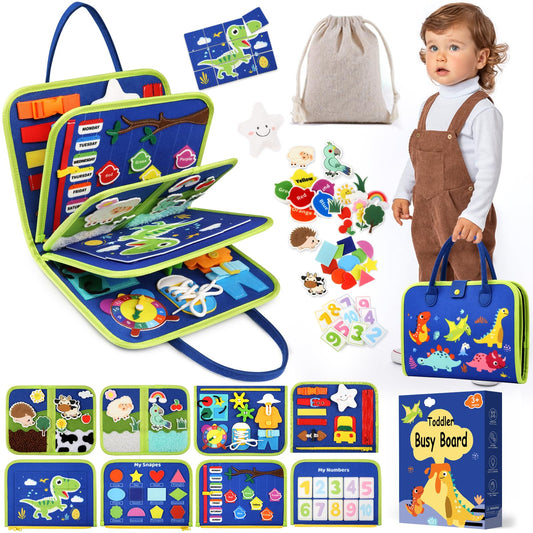 SparkleMe Busy Board cover with vibrant pages for portable learning on the go.