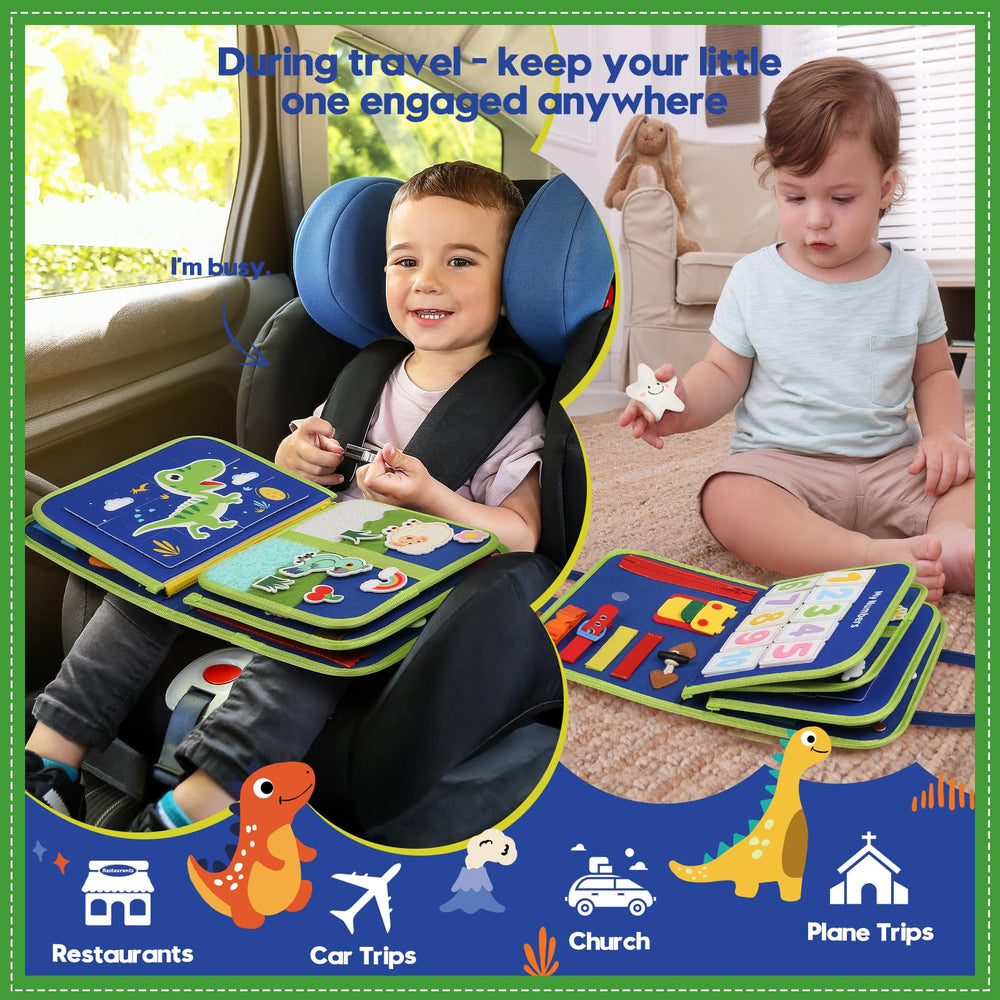 SparkleMe Busy Board zipper page illustrating sensory textures for little hands.