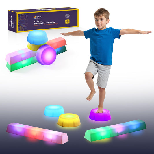Special Supplies LED stepping stones with two beams promote balance during home play