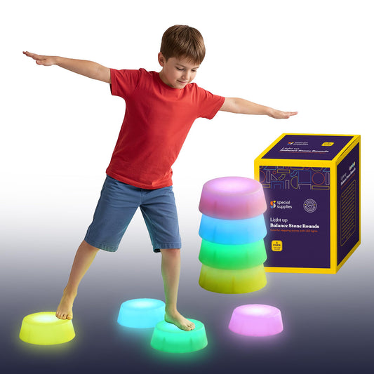 Special Supplies LED stepping stones illuminate play and enhance balance.