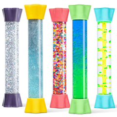 Special Supplies liquid motion bubblers show colorful tubes for calming desk use.